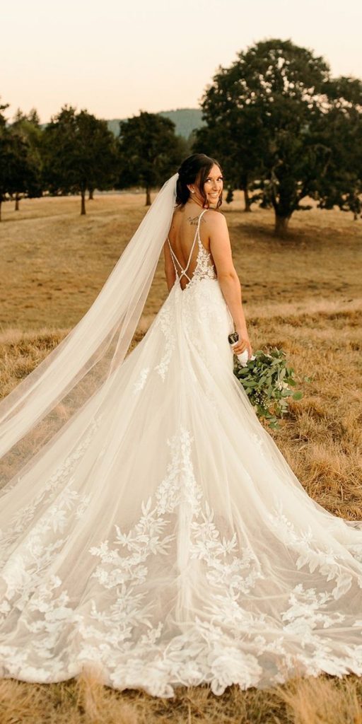 rustic wedding dresses boho lace with spaghetti straps martinaliana