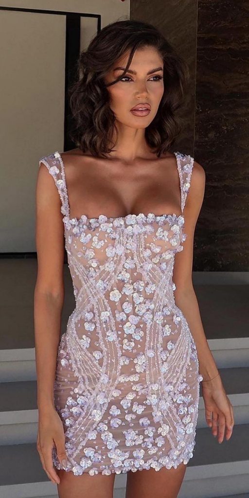  short wedding dresses sexy floral appliques beach pallasss