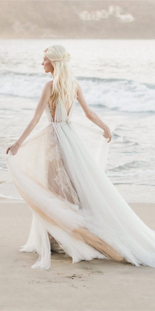 summer wedding dresses boho beach with spaghetti straps lace watters