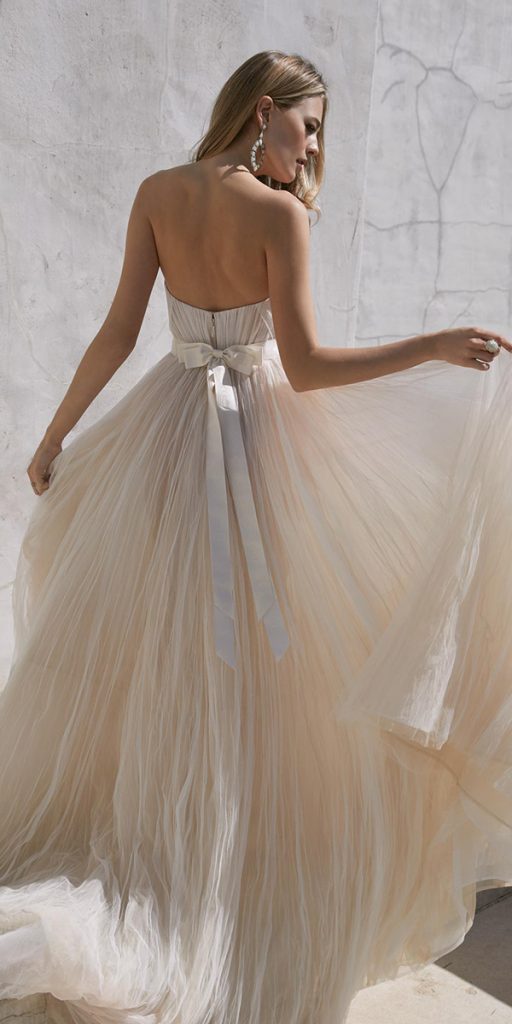 summer wedding dresses low back with bow a line watters