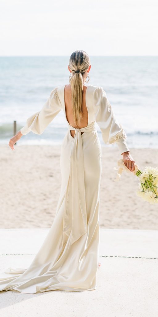 summer wedding dresses simple open back with long sleeves silk willow by watters
