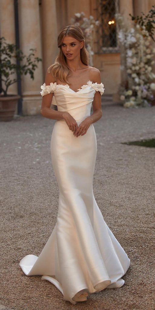 sweetheart mermaid wedding dressessimple off the shoulder strapless neckline millanova