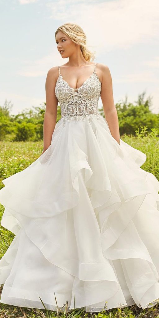 top wedding dresses ruffled skirt ball gown lace top martinthornburg