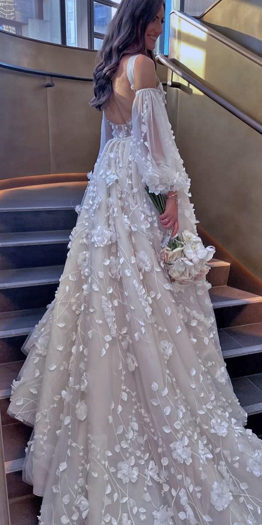 top wedding dresses with long sleeves a line pallascouture