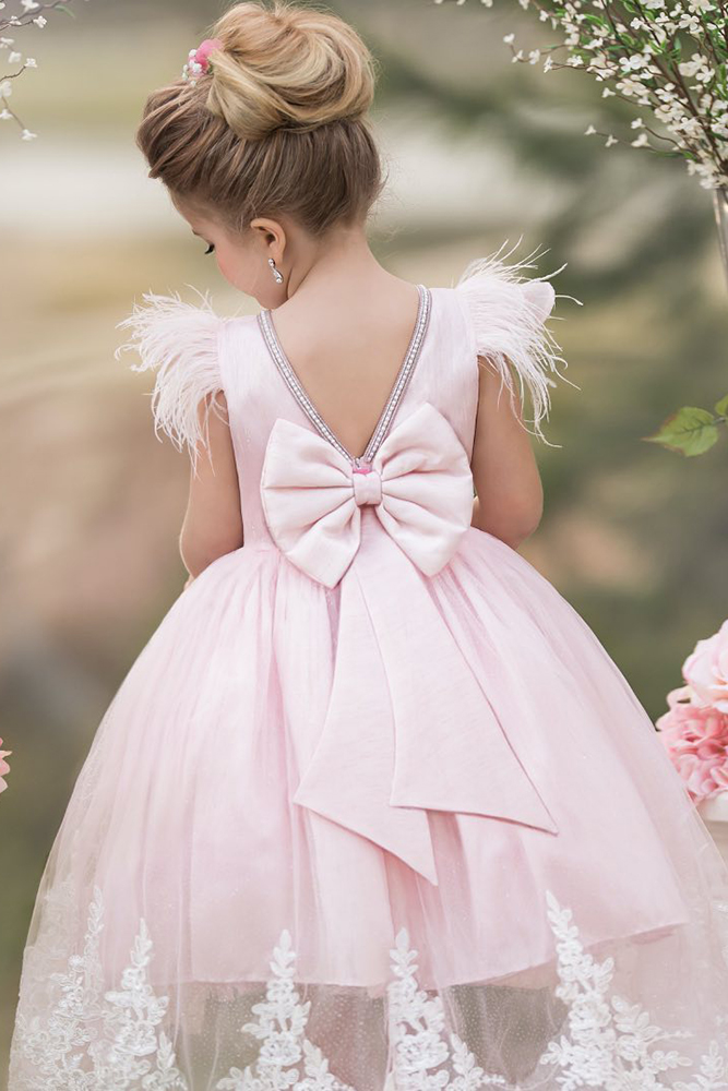 vintage flower girl dresse boho with bow ittybitty