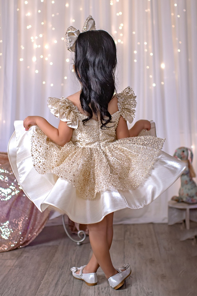 vintage flower girl dresse gold skirt irinka
