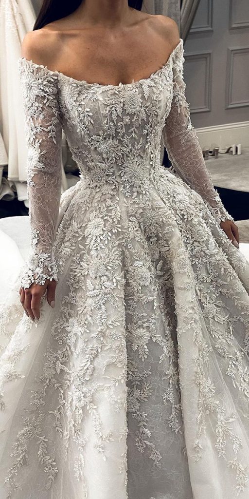 vintage wedding dresses with sleeves ball gown lace beaded jeweled leahdagloria