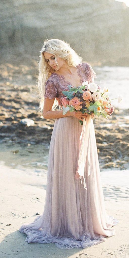 beach destination wedding dresses lace top with cap sleeves purple emilyriggs