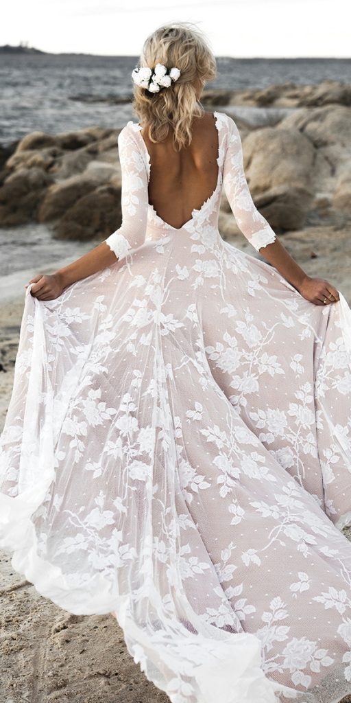 boho wedding dresses with sleeves a line wear your love