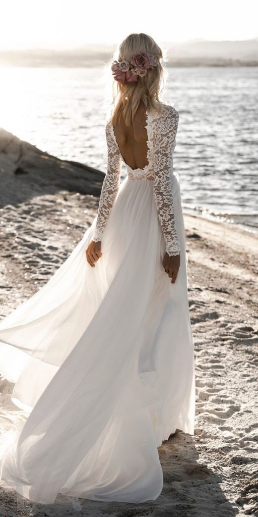 boho wedding dresses with sleeves open back lace a line wearyourlovexo