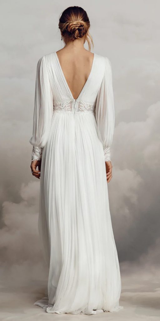 boho wedding dresses with sleeves simple v back greek style catherine