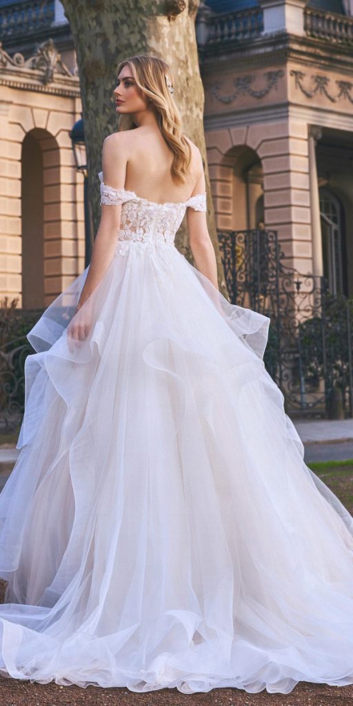 lace ball gown wedding dresses ruffled skirt low back houseofstpatrick