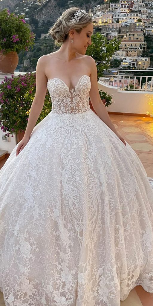 lace ball gown wedding dresses sweetheart neckline strapless eveofmilady