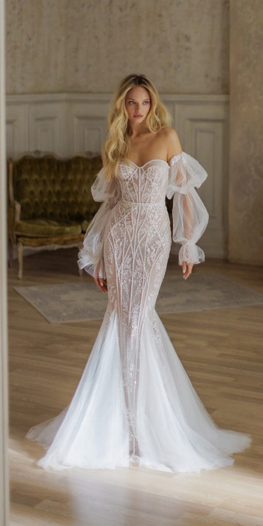 lace bridal gowns mermaid off the shoulder sexy julie vino