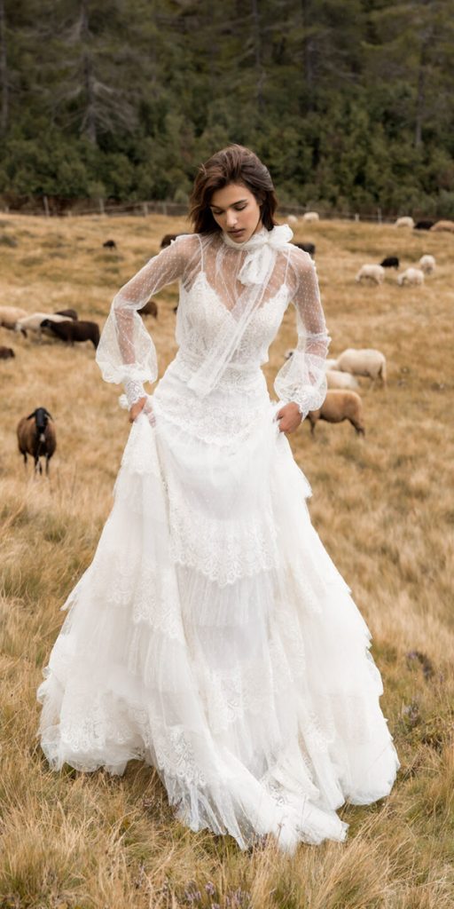 modest wedding dresses with sleeves boho lace country alessandroangelozzi