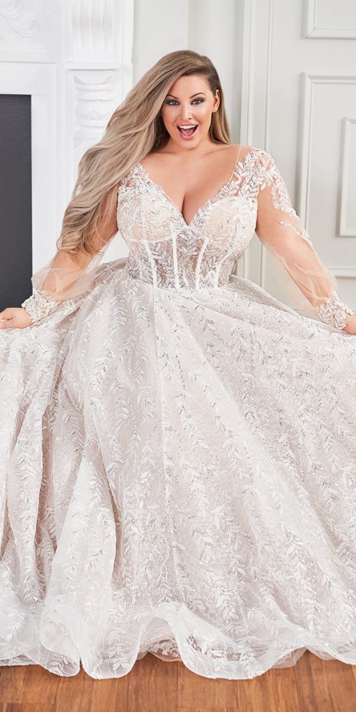 plus size ball gowns wedding dresses with long sleeves beaded martin thornburg