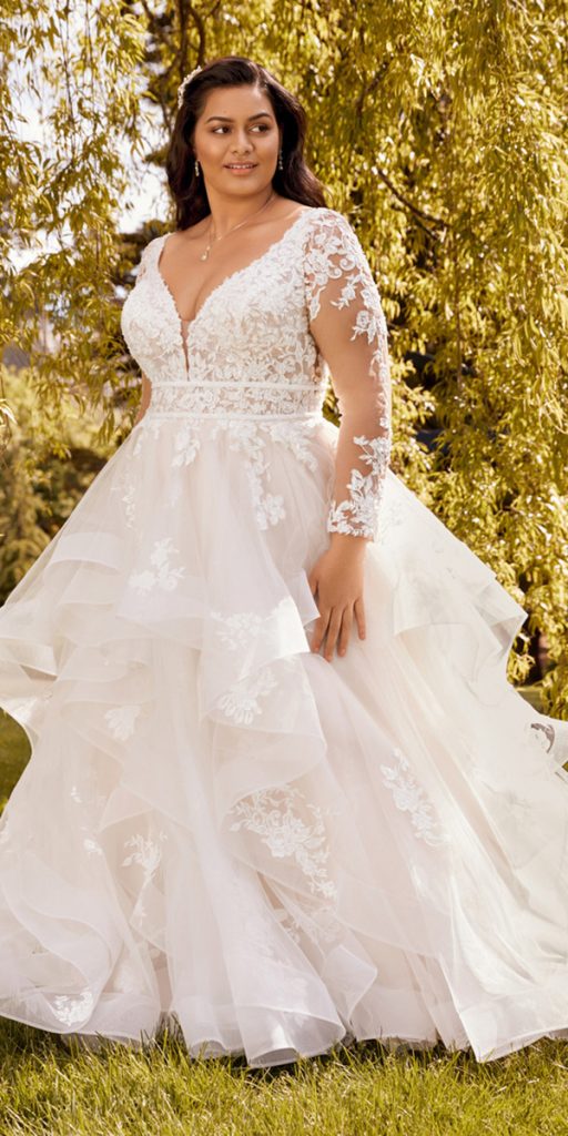  plus size ball gowns wedding dresses with long sleeves lace sweetheart neckline sophie tolli