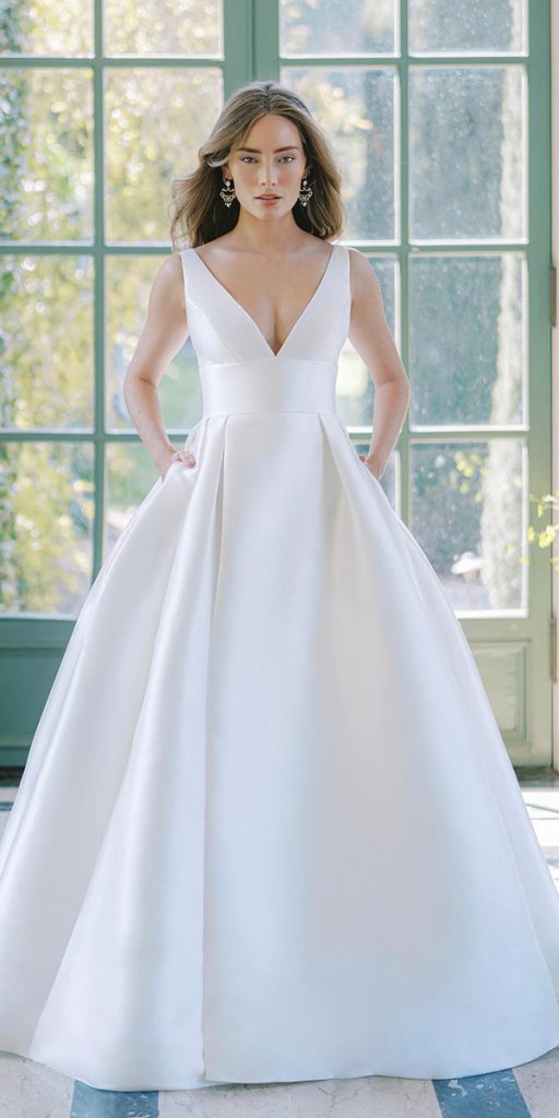 silk wedding dresses a line v neckline simple anna barge