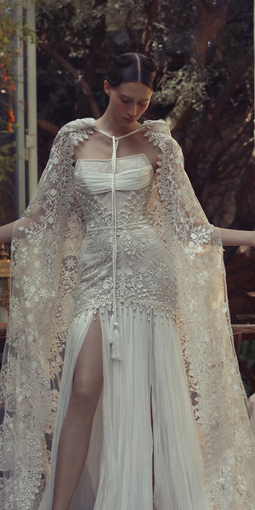 vintage lace wedding dresses with cape romantic kim kassas