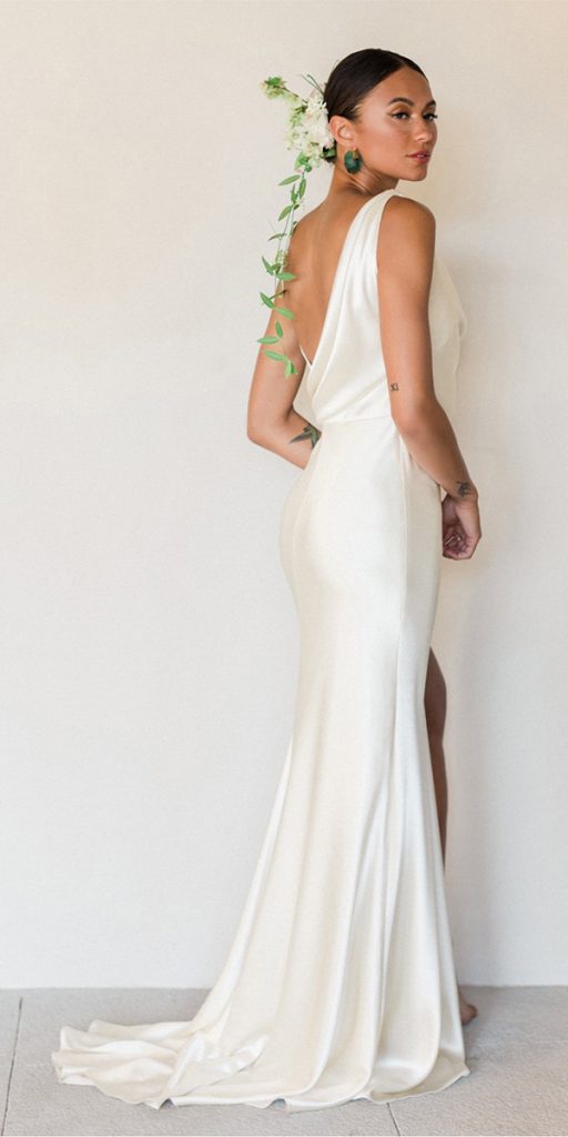 silk wedding dresses sheath low back simple llow by watters