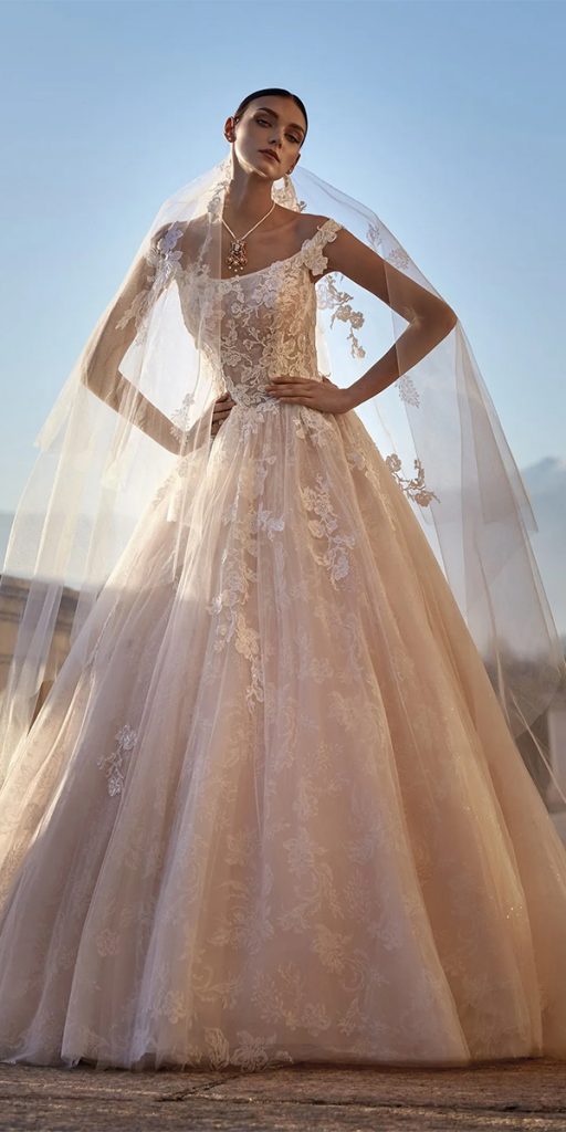 ball gown princess wedding dresses blush simple moniquelhuillier