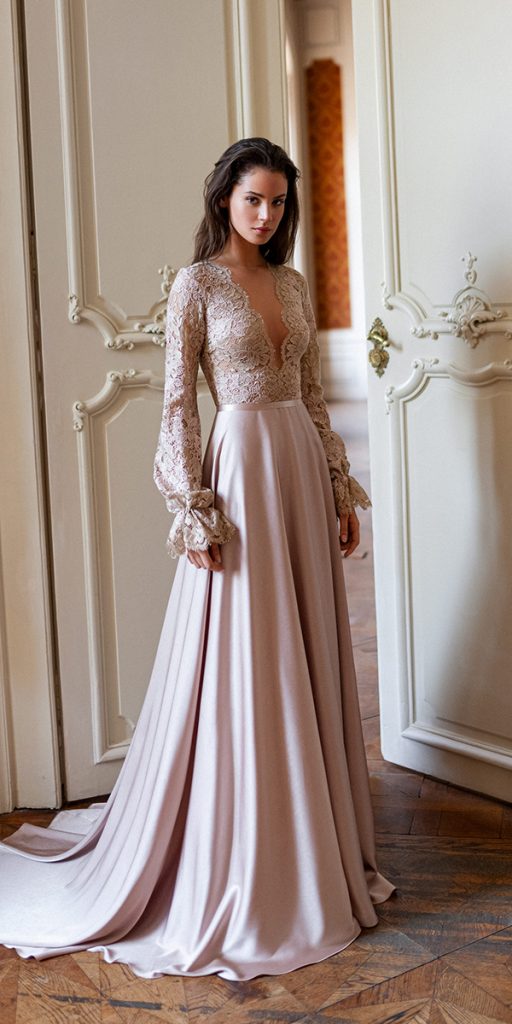 bohemian wedding dresses with long sleeves lace blush daalarna