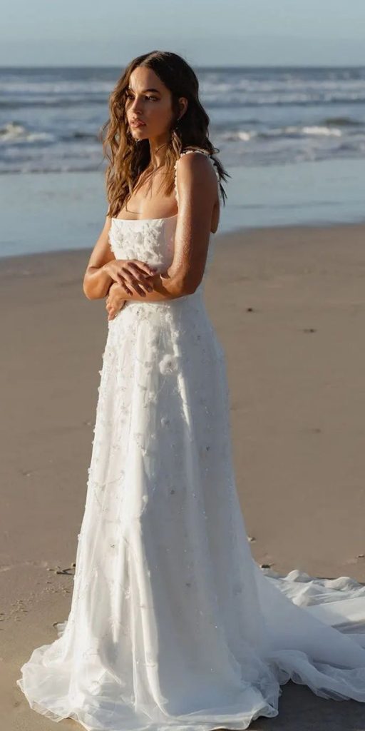 destination wedding dresses a line beach floral annacampbell