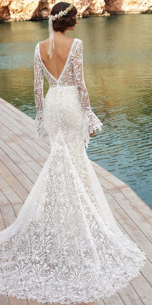 destination wedding dresses lace fit and flare with sleeves demetriosbride