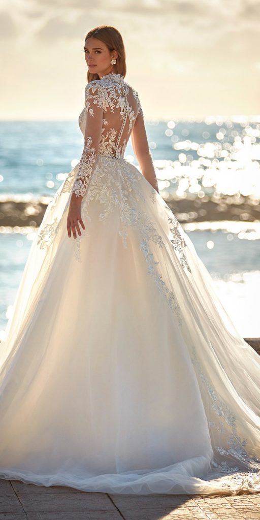 lace back wedding dresses with long sleeves illusion patric