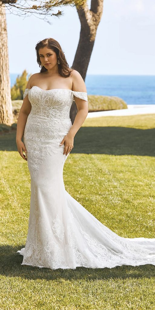 lace plus size wedding dresses mermaid off the shoulder pronvias