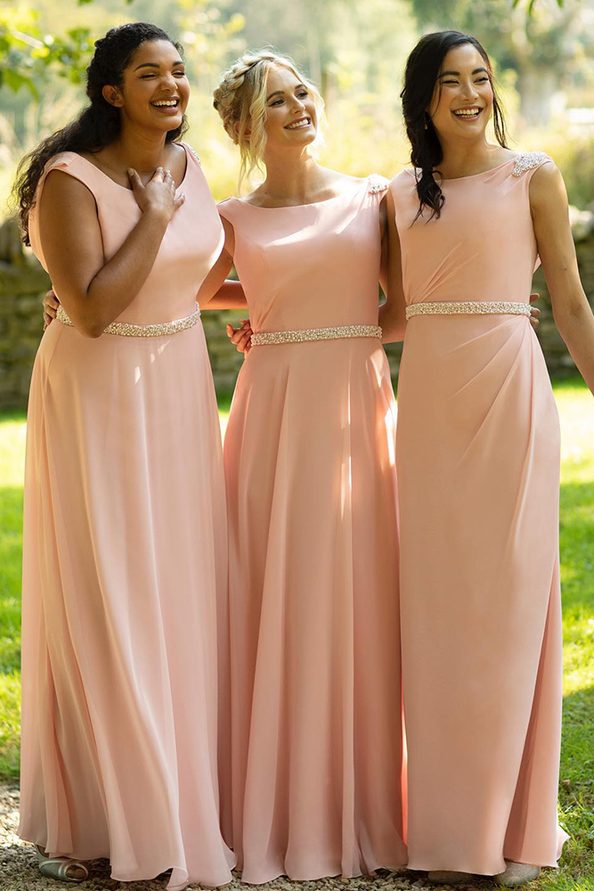 long bridesmaid dresses long simple pink blush truebride