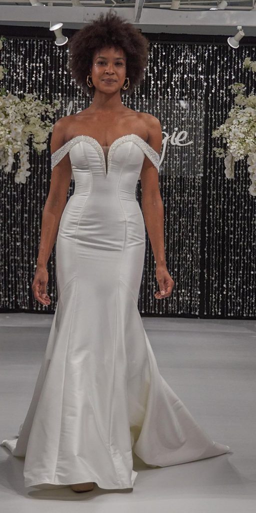 mermaid wedding dresses simple sweetheart neckline off the shoulder maggie sottero