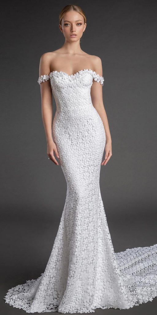 mermaid wedding dresses sweetheart strapless neckline floral appliques pnina tornai