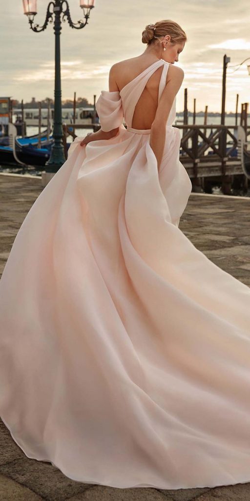 simple romantic bridal gowns open back blush nicolemilano