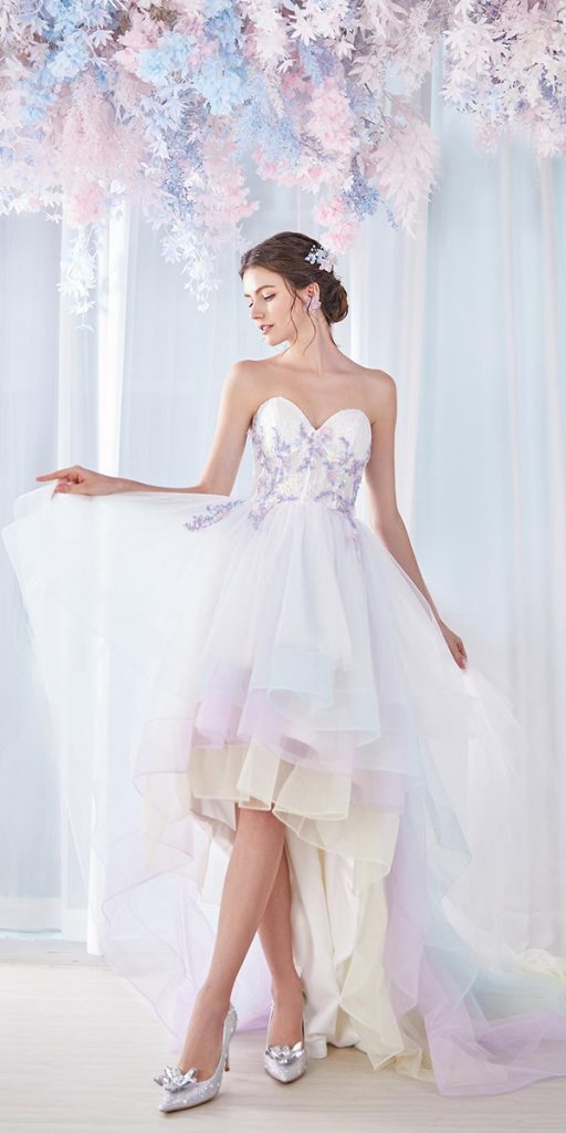 sweetheart high low wedding dresses ruffled skirt digiobridal