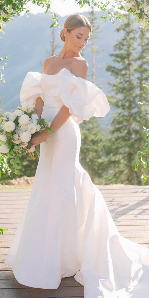 trumpet wedding dresses simple puff sleeves sexy monique