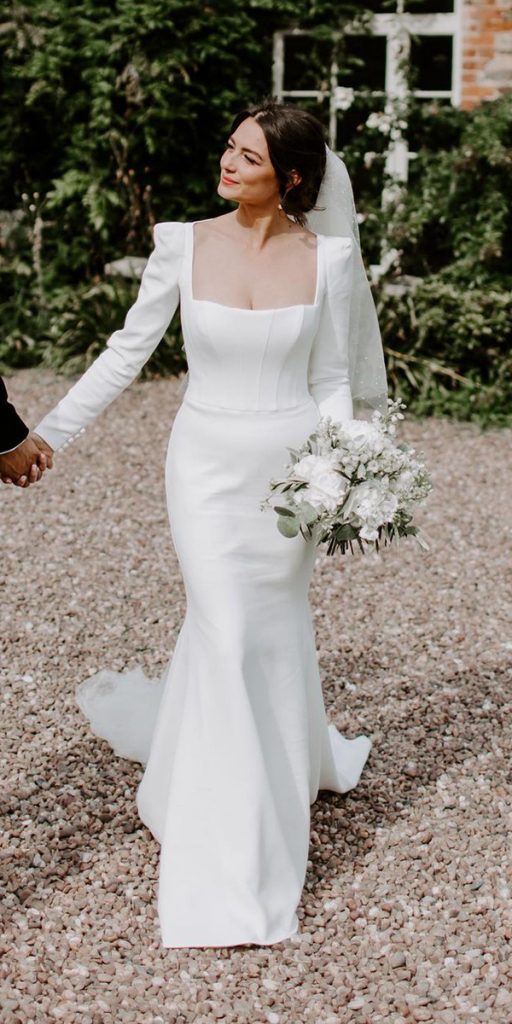 trumpet wedding dresses simple with long sleeves suzanneneville