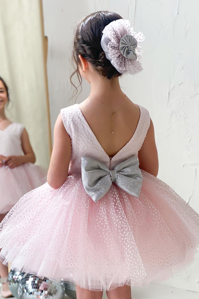 tutu flower girl dresses blush with bow ittybittytoes
