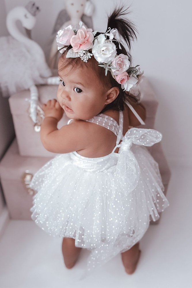 tutu flower girl dresses white bow arabellaandrose