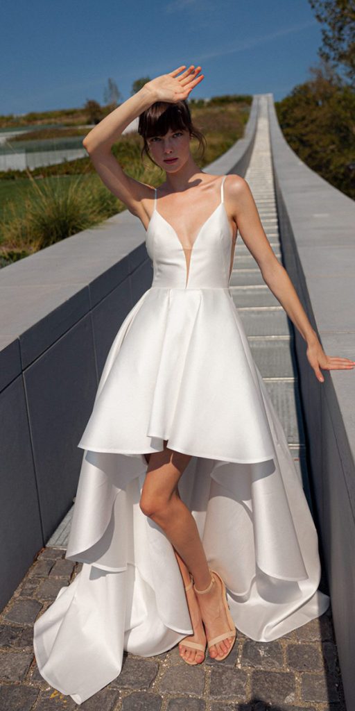  white high low wedding dresses simple sexy daalarna