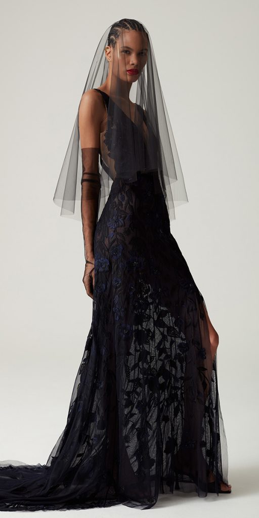 gothic black wedding dresses lace sheath veil hermionedepaula