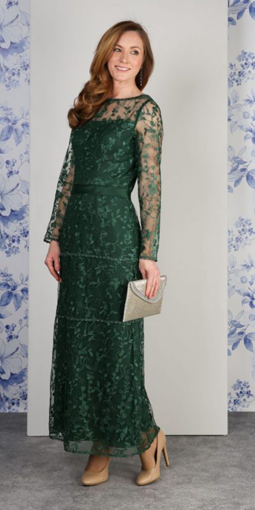 lace long mother of the bride dresses tea length with sleeves green curvychic