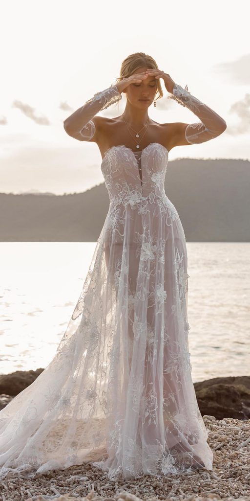 trendy wedding dresses a line sweetheart lace beach madi lane