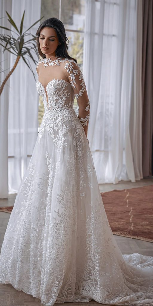 wedding dresses with lace sleeves a lne sweetheart neckline sexy leegrebenau