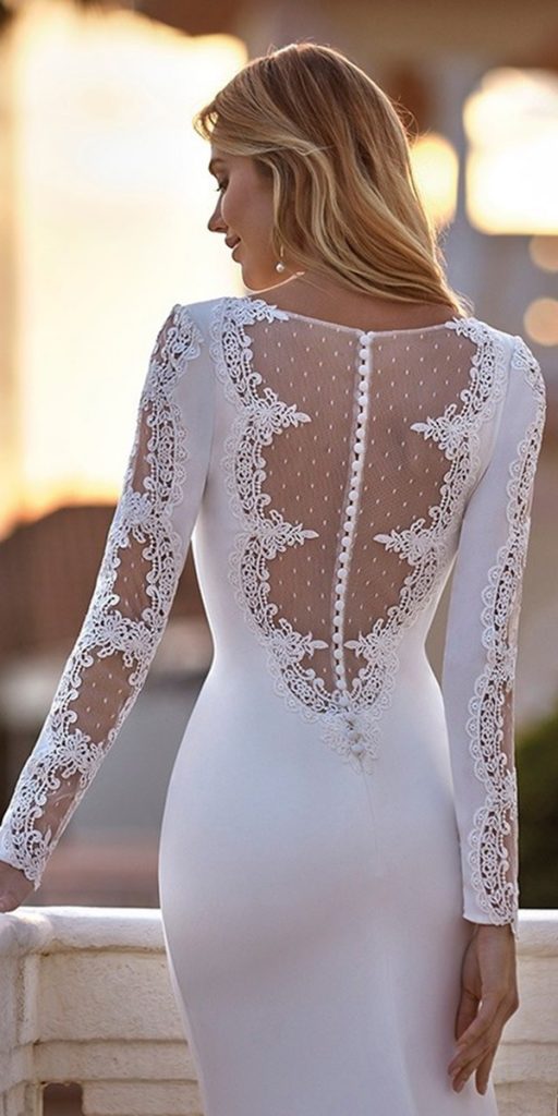 wedding dresses with lace sleeves low back illusion houseofstpatrick