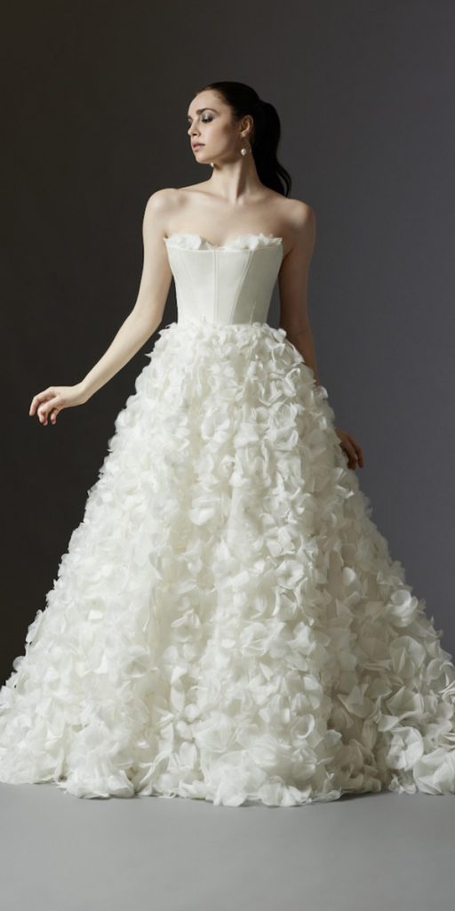 ball gown wedding dresses simple 3d floral strapless neckline berta