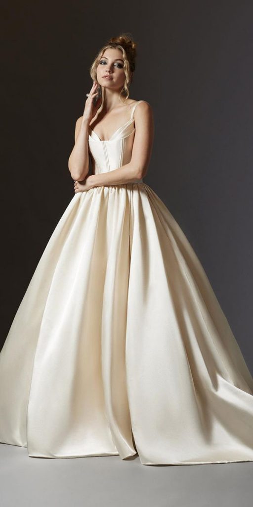 ball gown wedding dresses simple with spaghetti straps lazaro