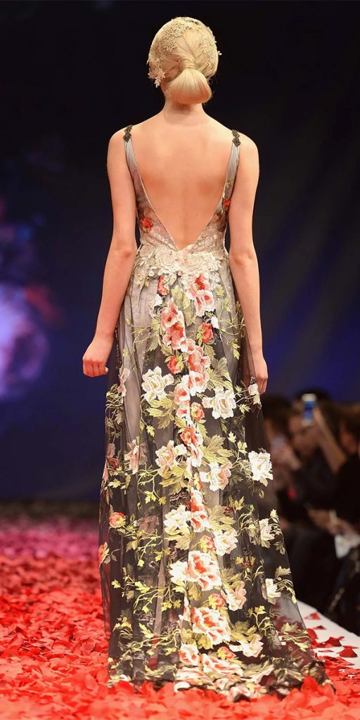 gothic wedding dresses sheath floral backless claire pettiobne