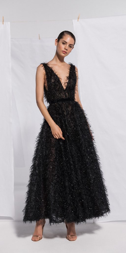 gothic wedding dresses tea length fringe black daalarna