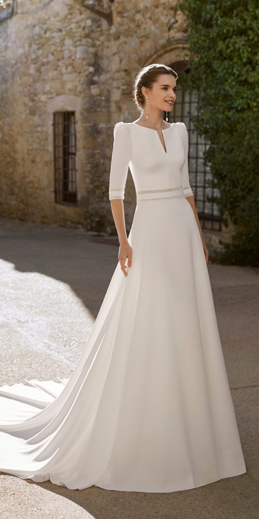 modest wedding dresses with sleeves simple a line rosa clara